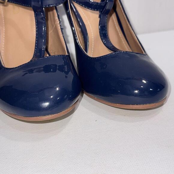Journee Collection Old Money Business Casual Formal T Strap Stiletto Blue Pumps - Picture 7 of 15